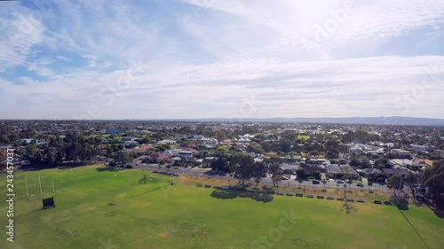 Drone footage of Australian public park and sports oval, taken at Henley Beach, South Australia. photo