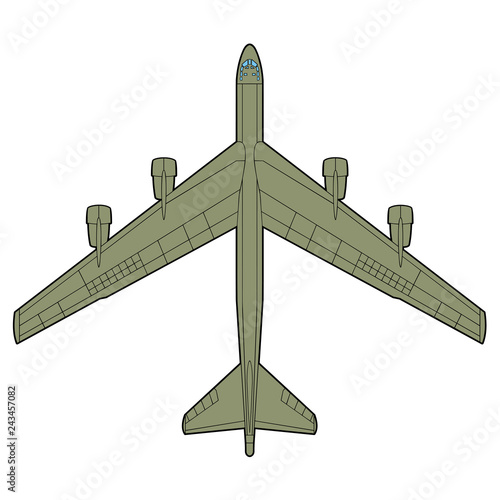 B-52 bomb plane top view illustration