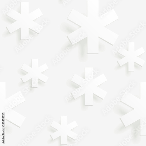 Paper cut winter pattern. Seamless pattern with snowflakes. Vector illustration that simulates the cut out paper style. 