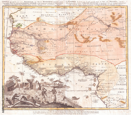 Old Map of West Africa or Guinea  1743 Homann Heirs