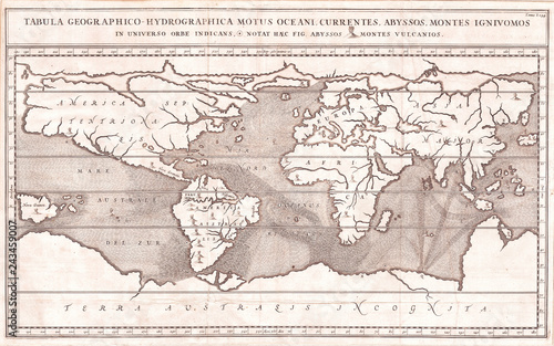 1665, Kircher Map of the World, Earliest Map of World to Show Currents