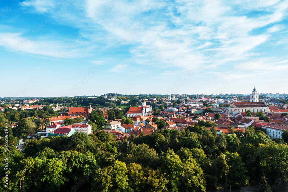 Fototapeta premium Overlooking Old Town Vilnius city, Lithuania