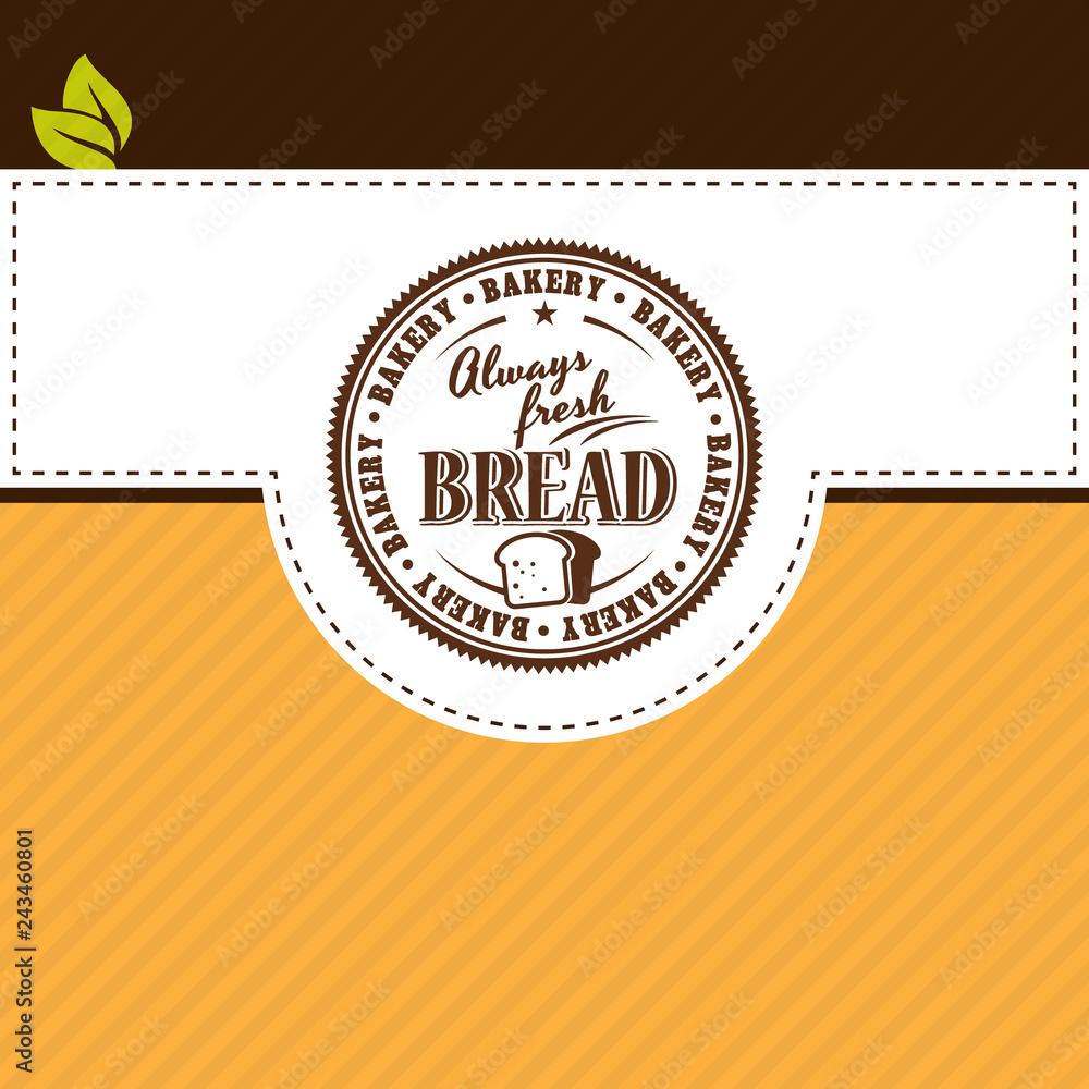 Vector bakery flat label template for fresh bread