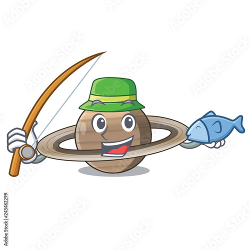 Fishing planet saturn in the cartoon form