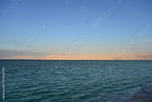 Dead Sea seascape lit by the evening sun