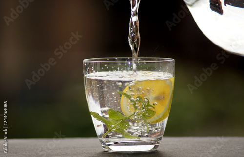 Frisches Wasser mit Zitrone und Minze