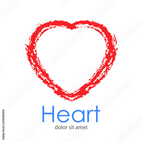 Logotipo abstracto con texto Heart con corazón con carboncillo en color rojo 