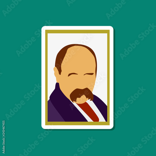 paper sticker on stylish background Taras Shevchenko