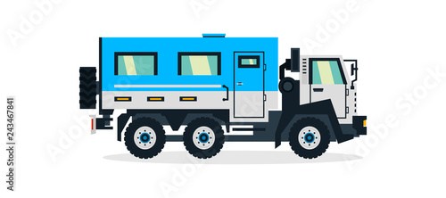 Truck for transporting people, commercial vehicles. Vector illustration