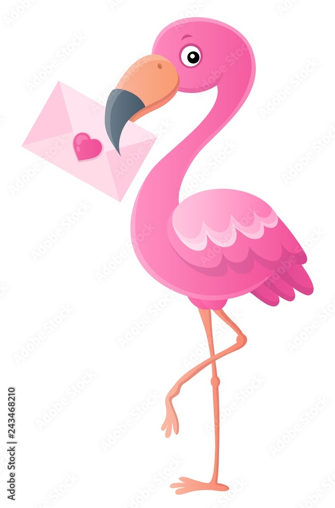 Obraz premium Flamingo with love letter topic 1