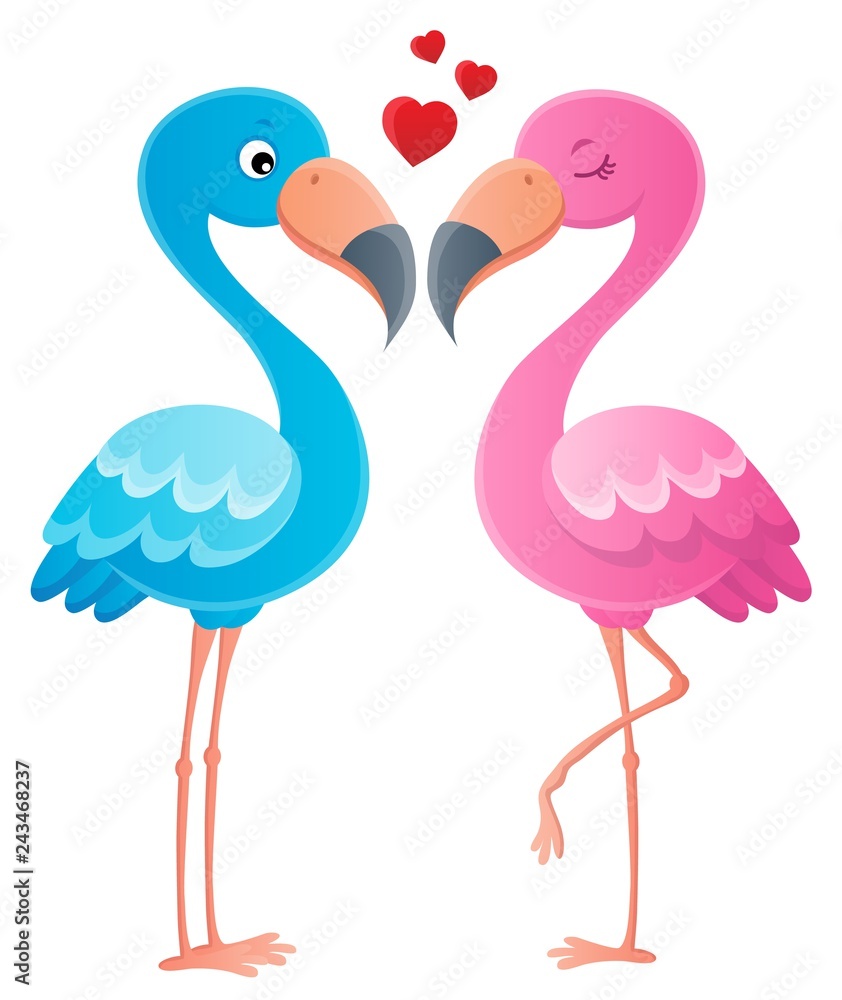 Fototapeta premium Valentine flamingos topic image 2
