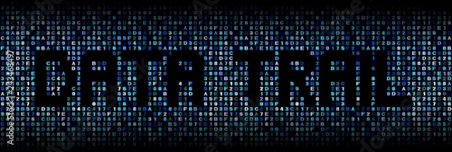 Data trail text on abstract hex background illustration