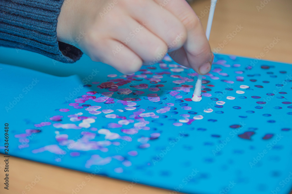 Fototapeta premium education, school, art and painting concept - showing painted hands