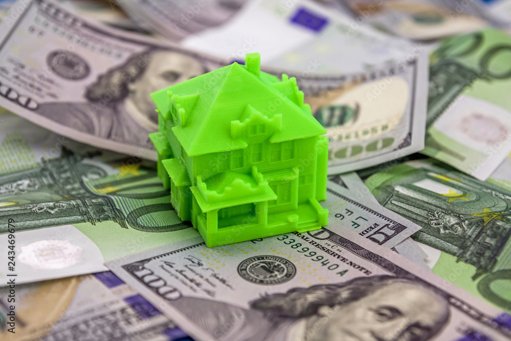 Green house on banknotes