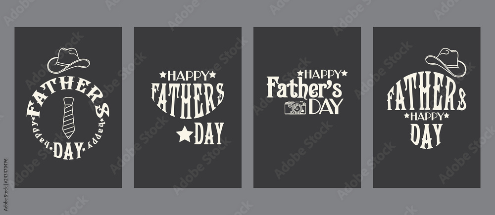 Vintage Father's day cards templates kit, universal elements for posters, flyers, web- sites, scrapbooking graphics