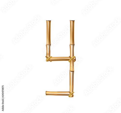 Bamboo alphabet letter Y isolated on white background