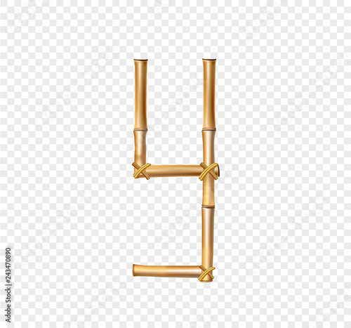Bamboo letter Y isolated on transparent background