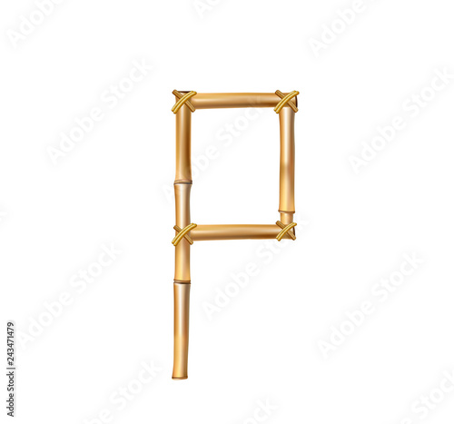 Bamboo alphabet letter P isolated on white background
