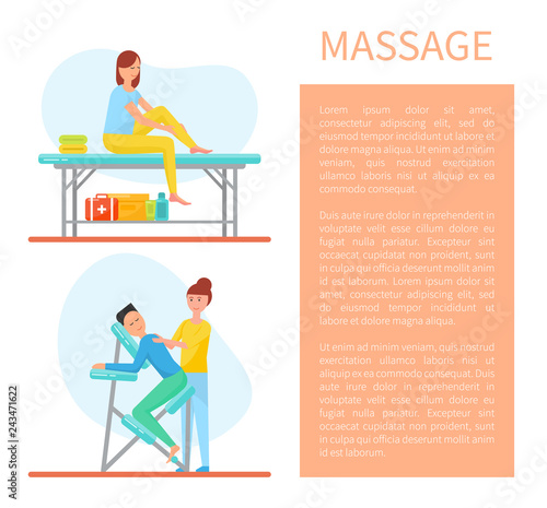Massage of Back and Self Care Method Set Vector