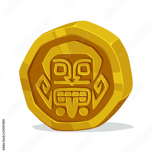 Cartoon gold coin.Game icon.