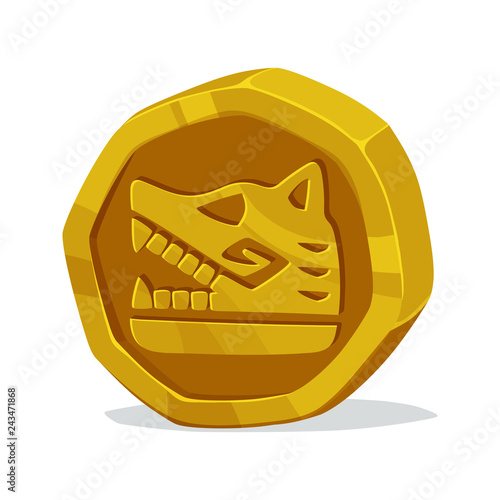 Cartoon gold coin.Game icon.