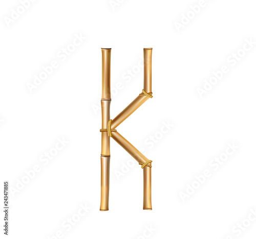 Bamboo alphabet letter K isolated on white background