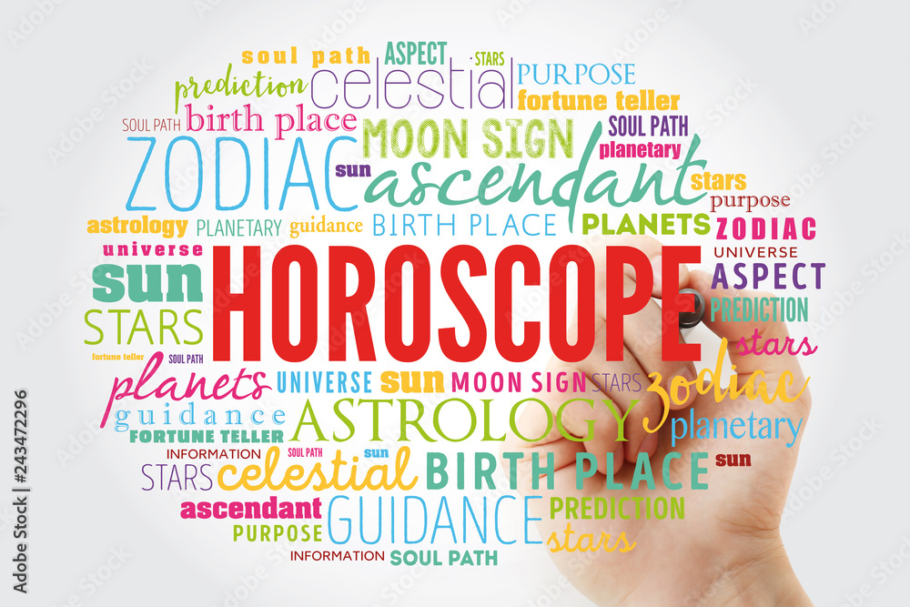 HOROSCOPE word cloud with marker , concept background HOROSCOPE word cloud with marker , concept background
