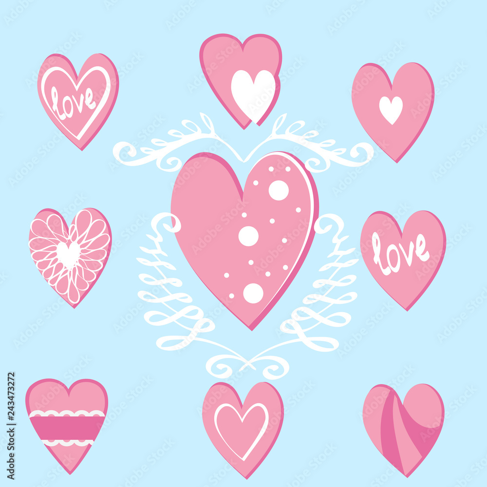 pink hearts for design