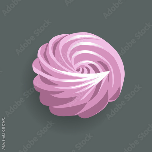 Homemade Marshmallow, pink sweet zephyr, vector illustration
