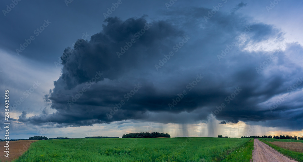Panorama of Storm clouds with micro burst Panorama of Storm clouds with micro burst