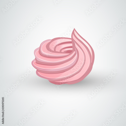Homemade Marshmallow, pink sweet zephyr, vector illustration