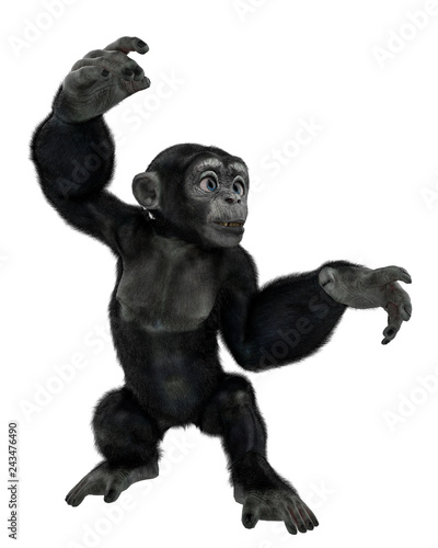 baby chimpanzee cartoon in a white background