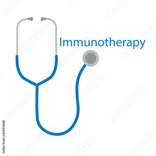 Immunotherapy word and stethoscope icon- vector illustration