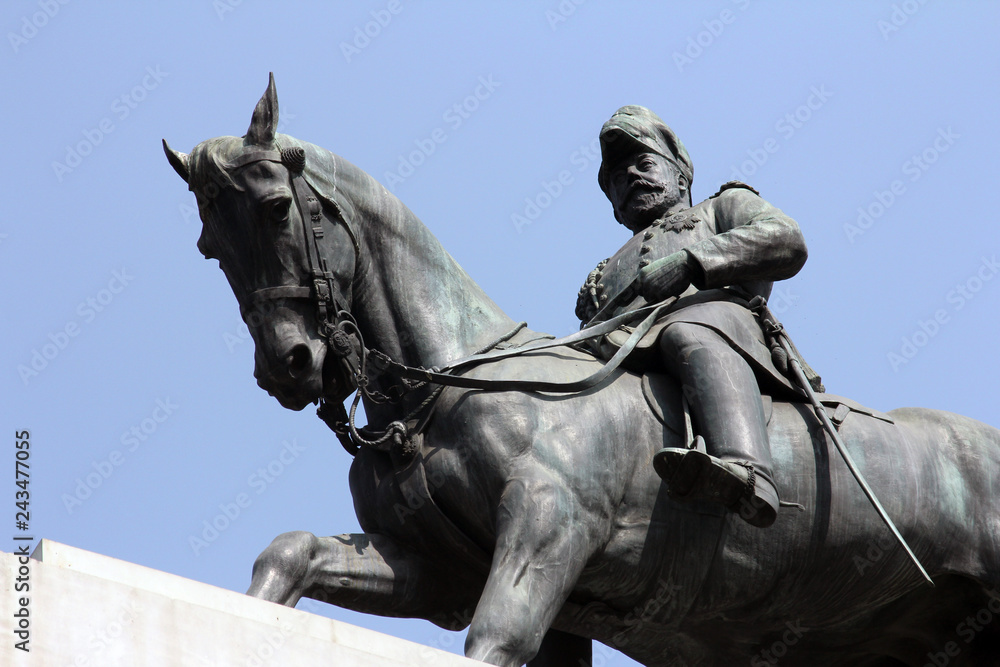 Edwards VII Rex imperator statue, southern entrance of Victoria Memorial Hall, Kolkata, India