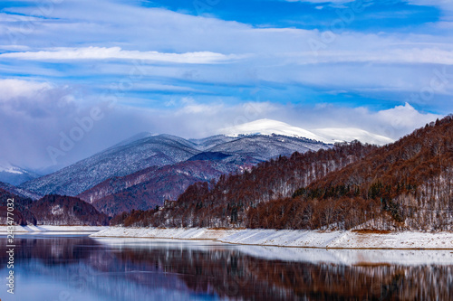 Landscape with dam lake Vidraru  in Romania