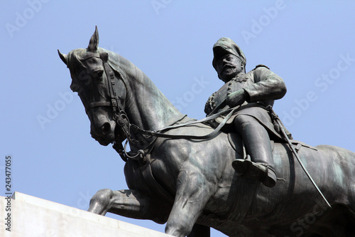 Edwards VII Rex imperator statue  southern entrance of Victoria Memorial Hall  Kolkata  India