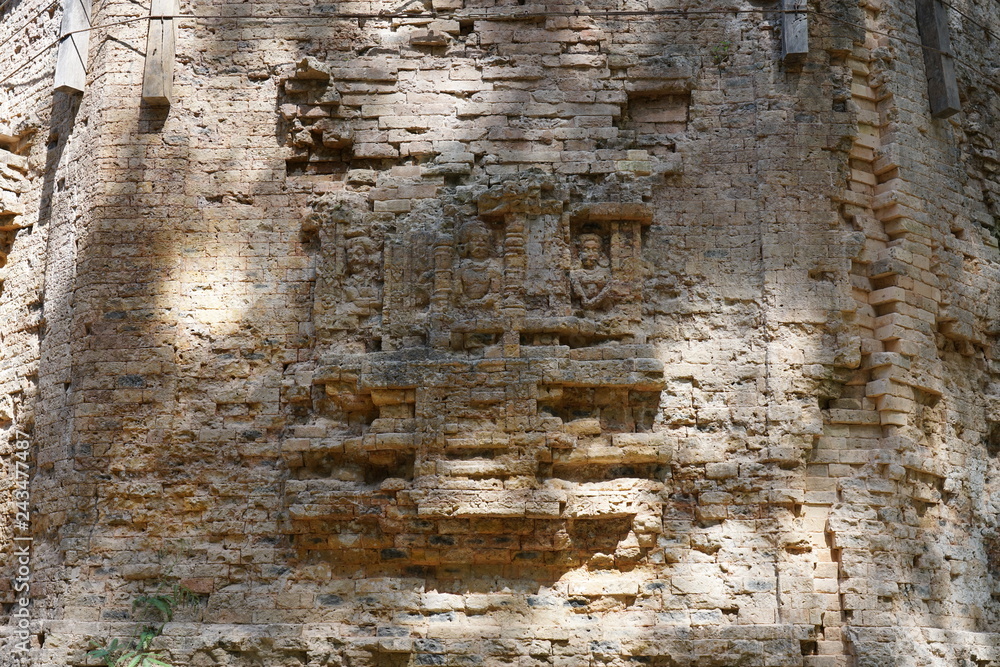 Kampong Thom, Cambodia-January 12, 2019: A ruined temple at Prasat Yeah Puon in Sambor Prei Kuk in Cambodia