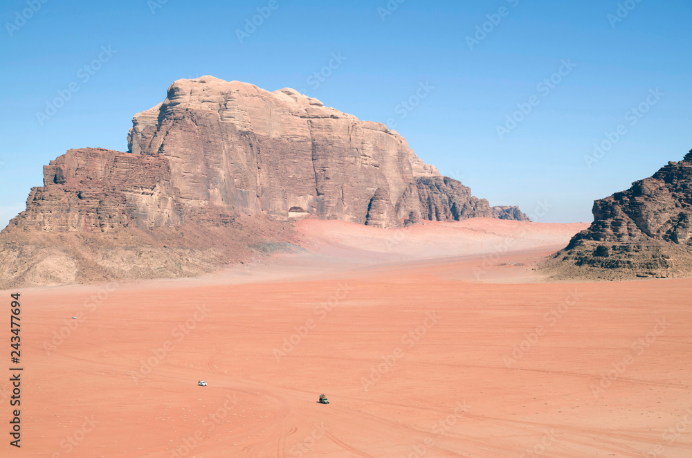 Panoramic view of desert of Wadi Rum, Jordan