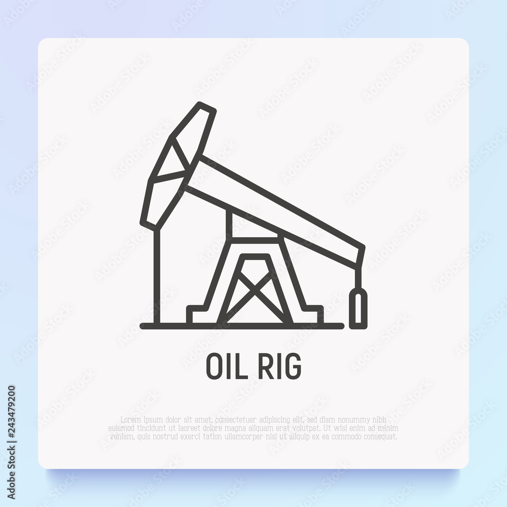 Oil rig thin line icon. Modern vector illustration of oil production. Oil rig thin line icon. Modern vector illustration of oil production.