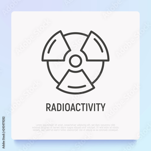 Symbol of radioactivity thin line icon. Modern vector illustration.