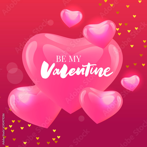 Be my Valentine calligraphic lettering design card template. Creative typography for holiday greetings. Vector illustration. Slogan