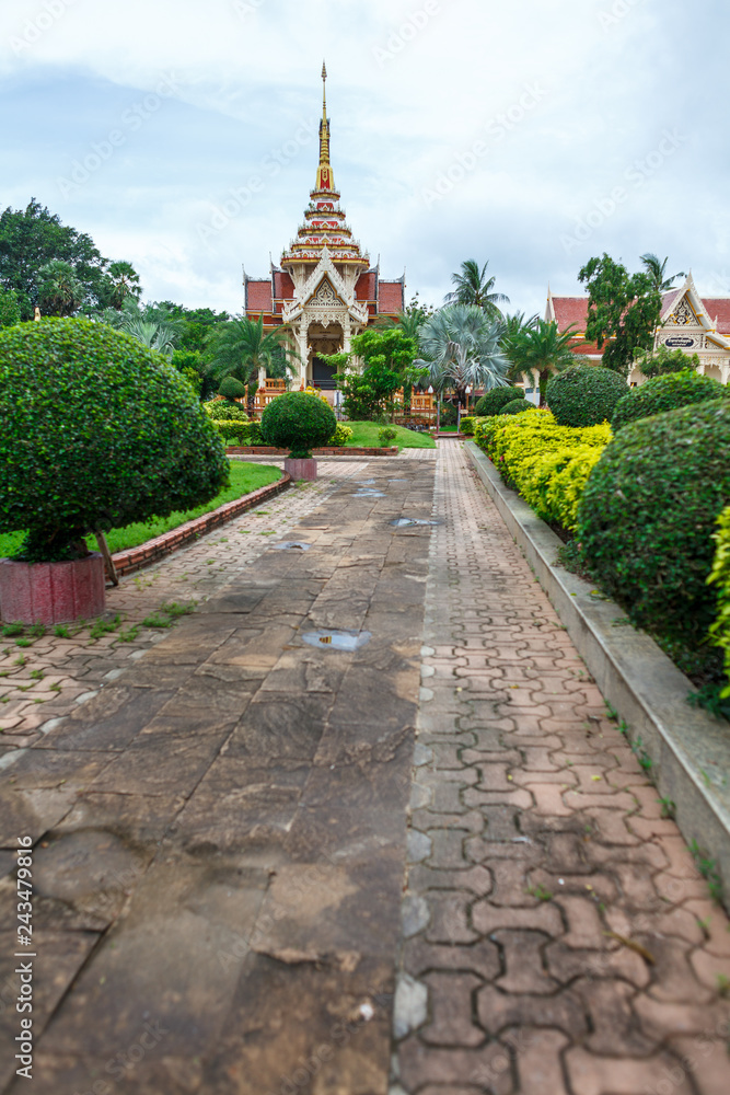 a footpath at the Buddhist temple Wat Chalong on Phuket island of Thailand