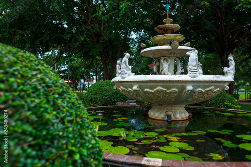 a fountain at the Buddhist temple Wat Chalong on Phuket island of Thailand