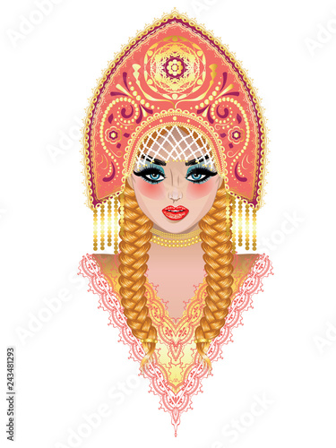 Blonde girl in kokoshnik