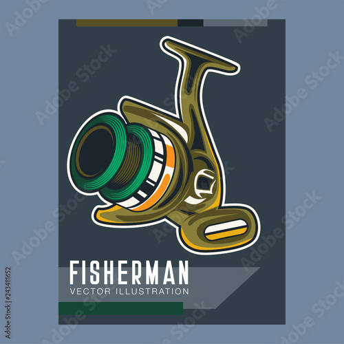 Fishing place advertisement retro poster for fisher courses or fish catch adventure