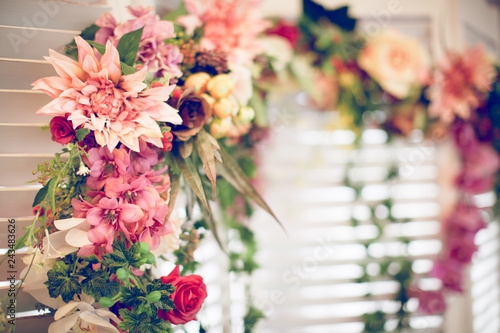 wedding decoration of folding screen .with flowers © wundermann