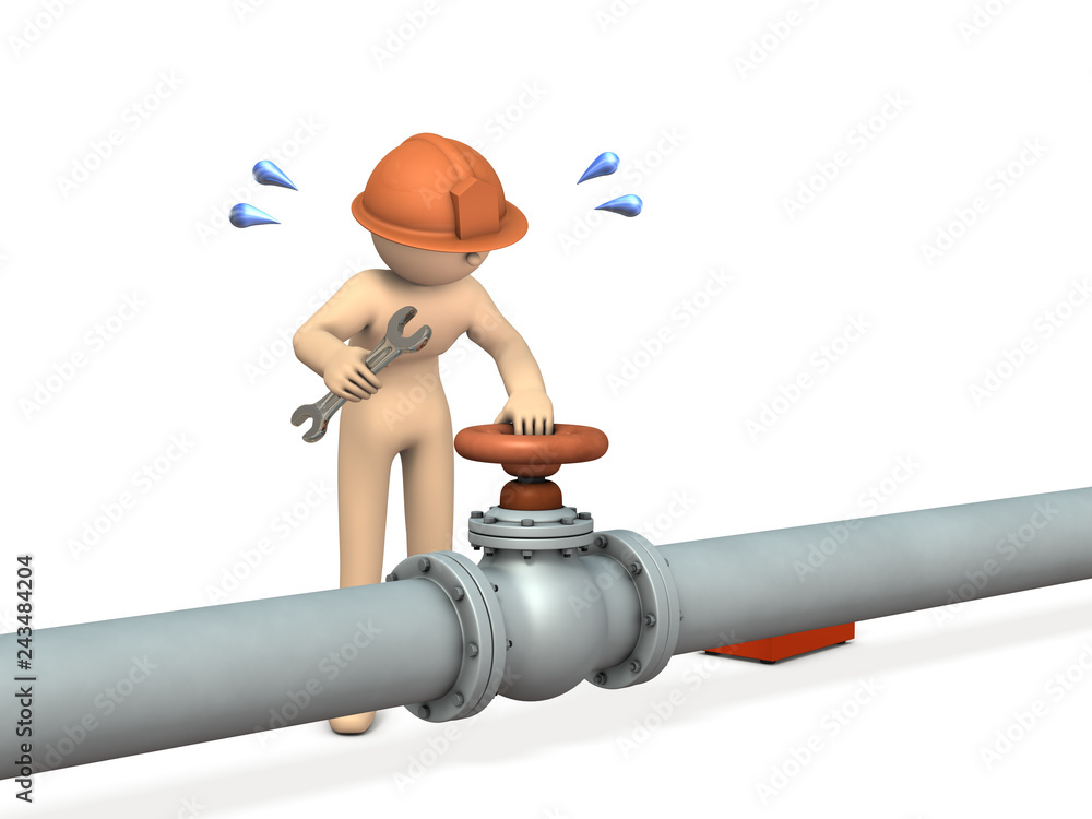 必死に太いバルブの修理を行うエンジニア Stock イラスト Adobe Stock