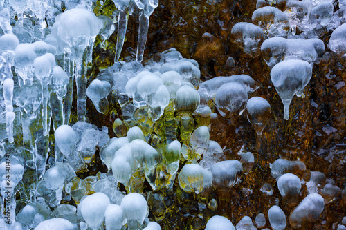 Picture of icicles and various forms of ice