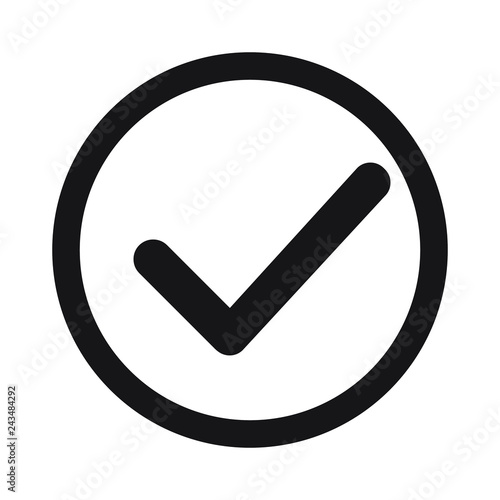 Check icon. Checkmark vector. Approved symbol. Ok icon. Check button sign. Tick icon. Checkpoint. Best modern flat pictogram illustration sign for web and mobile apps design