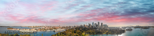 Sydney  Australia. Panoramic aerial view of city skyline and famous harbor area